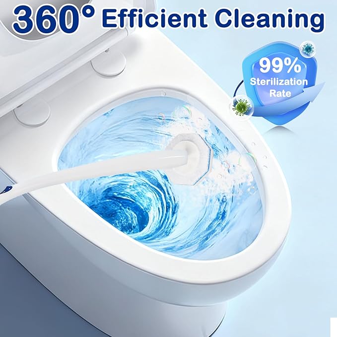 50 Count Disposable Toilet Wand Refills - Toilet Scrubber Refill with 5X Cleaning Power Toilet Bowl Cleaners, Bathroom Cleaning Supplies, No Falling Apart, Fresh Fragrance