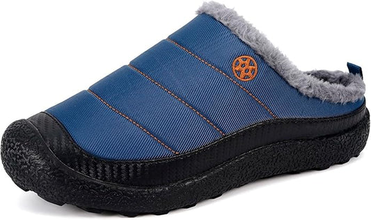Womens Mens House Slippers Slip on Snow Winter Warm Fully Fur Lined Slippers Indoor Outdoor Shoes