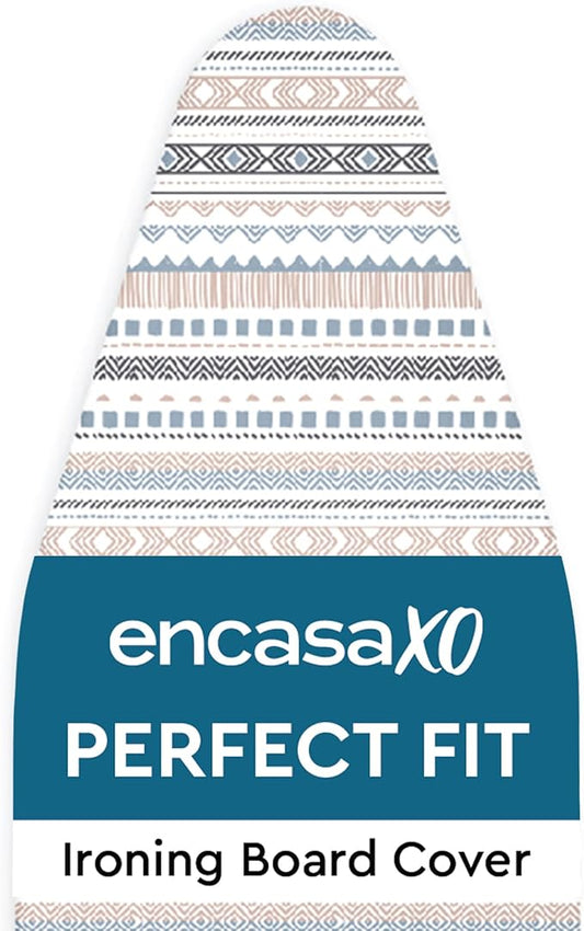Encasa XO Ironing Board Cover and Pad 42"x14" - Thick 3mm Felt Padding, Drawstring Tightening & Lock, Easy Fit, Scorch & Stain Resistant, Fits Medium Ironing Board - Aztec