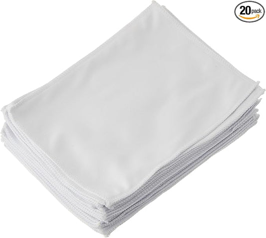 20 Bulk 7" x 5" Blank Tech Cleaning Micro-Fiber Cloths - Ready for Heat Press or Sublimation on One Side (Grey Plush on Back)