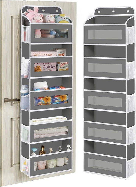 Over The Door Organizer, 5 Shelves Closet Door Hanging Organizer with 10 Mesh Pockets, Nursery Closet Organizer, Baby Essentials, Dorm Room Essentials for Girls