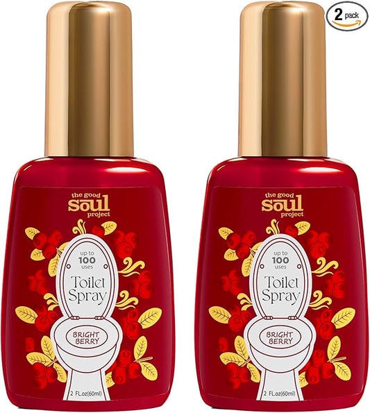 Holiday Toilet Spray, Bright Berry, 4 Fl.Oz, Up to 200 Uses, Travel Essentials, Bathroom Odor Deodorizer, Air Freshener Spray
