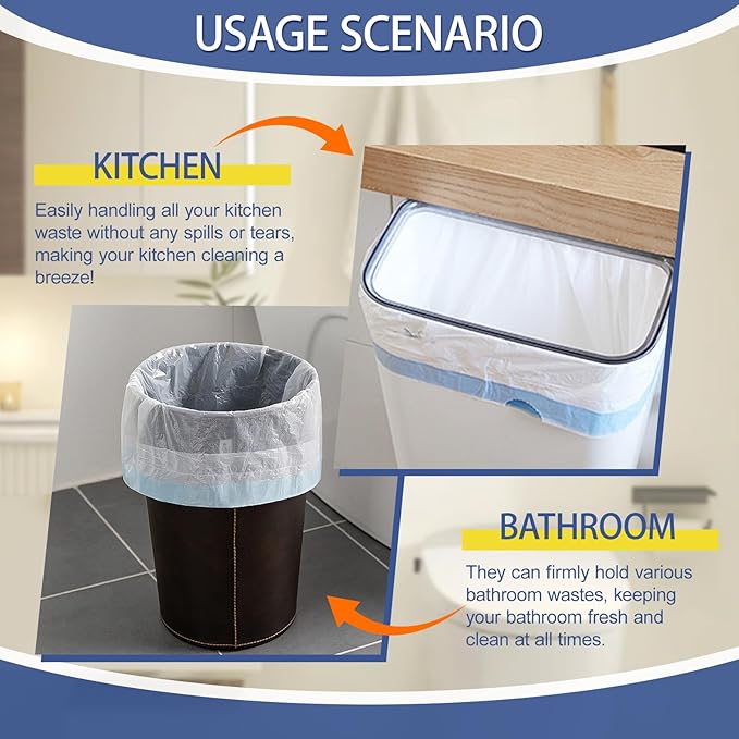 240 Count 3 Gallon Trash Bags Drawstring - 12 Liter Small Garbage Bags for Bathroom, 0.96 Mil Strong White Unscented Plastic Wastebasket Bin Liners for Toilet Office and Bedroom