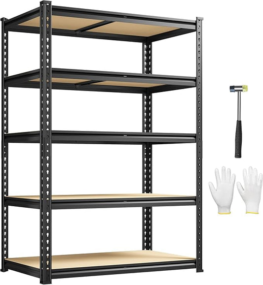 5-Tier Storage Shelves, 1980LBS Adjustable Pantry Shelves, Metal Shelving Unit for Kitchen, Pantry, Closet, Laundry, Garage, 72.06" H x 35.55" W x 15.76" D