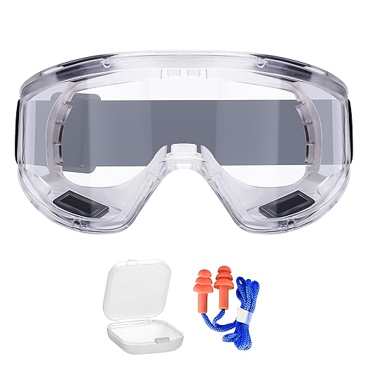 AirGearPro Vision-1000 Anti-Fog Safety Goggles | Impact Resistant Protective Goggles | ANSI Z87.1 Work Goggles for Painting, Sanding, Dust, Woodworking, Construction, Chemistry, Laboratory (1 Pack)