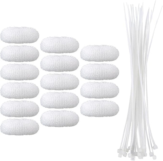 eBoot 15 Pieces Lint Traps Lint Snare Washing Machine Mesh Washer Laundry Hose Filter with 15 Pieces Cable Ties