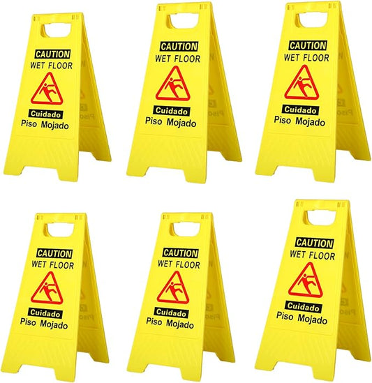 CERLMLAND wet floor signs 6 piece double-sided sign Widely used in various business environments. alerts clear identification using black text and red graphics