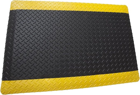 Rhino Mats, American Classic Diamond Anti-Fatigue Mats, Industrial Ergonomic Comfort Standing Mat for Work, Home, Garage, Office, Kitchen or Anywhere (Black/Yellow 1" Thick, 3 FT. x 22 FT.)