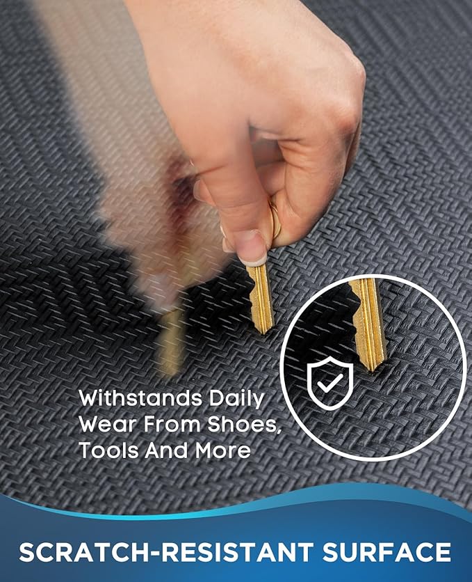 Ophanie Kitchen Mats for Floor, 3/4 Inch Thick Kitchen Rugs, Anti Fatigue Standing Cushioned Mat, Waterproof,Comfort Ergonomic Mat for Office, Home, Sink, 24'' x 70'' Black Non-Slip Bottom