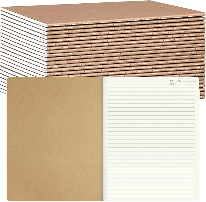 30 Pack Kraft Notebook Lined A5 Soft Cover Kraft Notebooks Journals Writing Diary Subject Notebooks 30 Sheets 60 Pages for Traveler Journal School Office Supplies