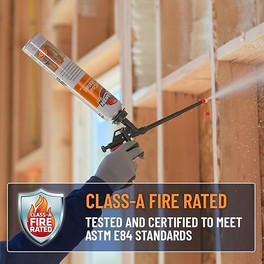 Kraken Bond Fastcoat Fire Rated Spray Foam Insulation Kit Closed Cell in a Can 120 sq ft (6x27.1 oz.) (R-Value 11.32 / 2in) - Spray Foam for Garage Door, Attic, Wall Gun & Cleaner Not Included, 6 Pack