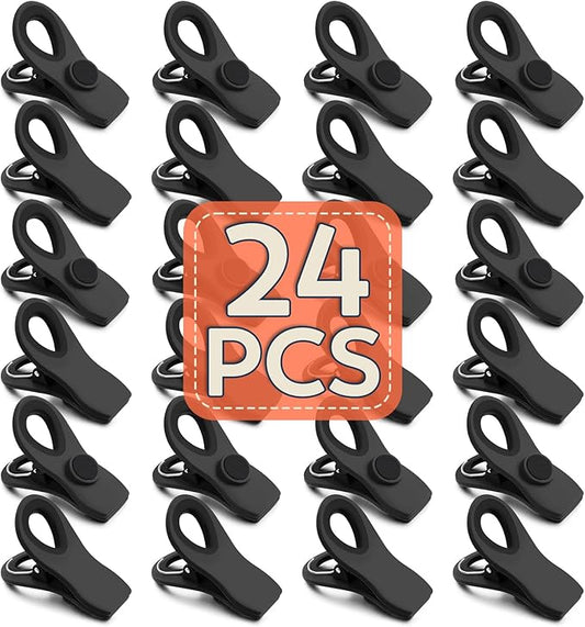 FINDMAG 24 Pack Magnetic Chip Clips for Food Storage, Plastic Bag Clips with Strong Magnet for Fridge, Snack Bags, Chips, and Kitchen Use (Black)