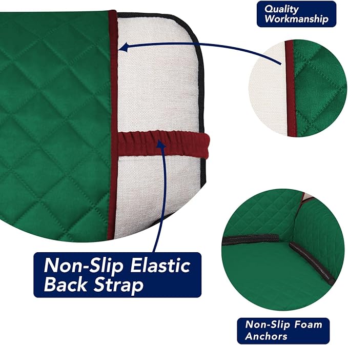 PureFit Reversible Quilted Sofa Cover, Water Resistant Slipcover Furniture Protector, Washable Couch Cover with Non Slip and Elastic Straps for Kids, Dogs, Pets (Sofa, Green/Red)