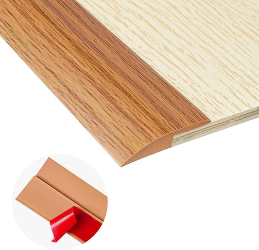 20Ft Carpet Floor Transition Strip, Self Adhesive Floor Edging Trim Strip, PVC Threshold Cover for Doorway, Floor Divider Strip Suitable for Threshold Height Less Than 5 mm - Light Brown Coffee