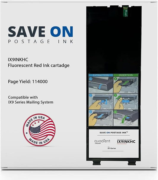Save On Postage Ink IX9INKHC Postage Meter Cartridge Genuine Compatible with Neopost Postage Machine Ink – Quadient IX9INKHC HI-Cap Ink Tank for IX9 Series Mailing System – IX9 / IX9INKHC Ink Tank