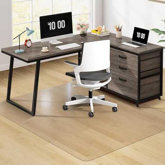 Clear Chair Mat, 75" x 60" Large Chair Mat for Hard Floors, Anti-Slip Desk Mat for Rolling Chair, Easy Glide Vinyl Floor Mat for Home Office Living Room, Clear