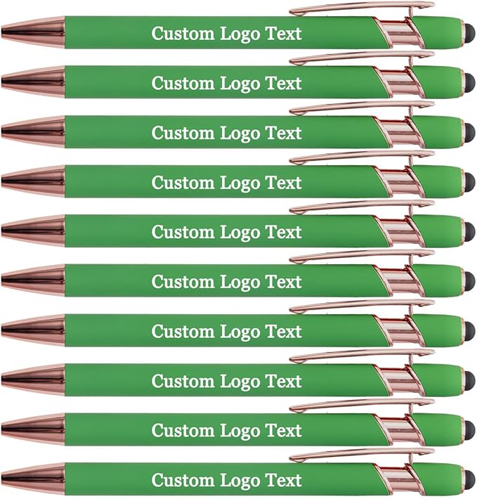 Custom Engraved Ballpoint Pens Bulk, Personalized with Name/Logo, Black or Blue Ink, Smooth Writing for Office, School, Business, Church, Reunion Grass 50 Pcs