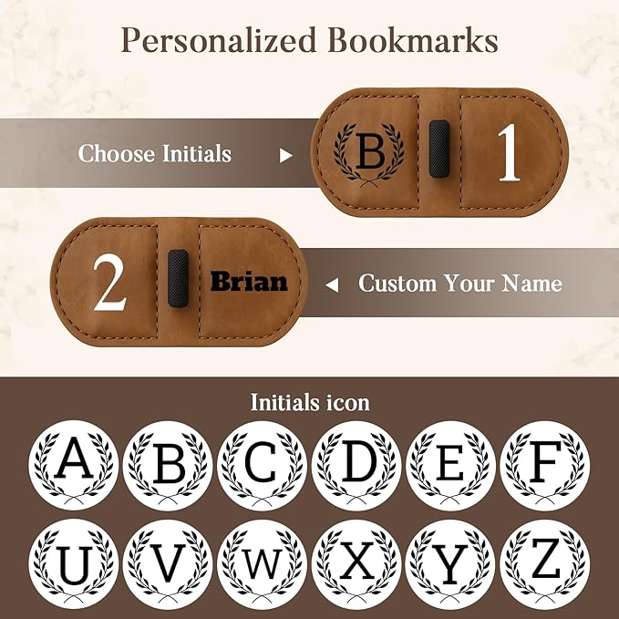 Personalized Bygone Mark Bookmark with Pen Holder,Engraving Leather Magnetic Bookmarks Vintage 26 Letters Name Initials Text Book Marker Clips Gifts for Reading Book Lovers Women (Blue, Y)