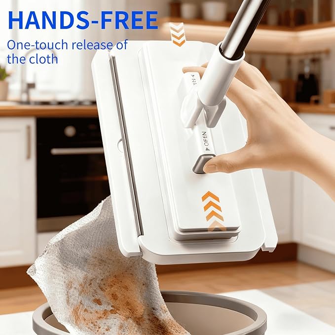 2025 New Disposable Dust Mop with a Mini Foldable Desktop Mop, Multi Surface Cleaning Flat Dust Mop for Dry Wet Disposable Pads for Kitchen Wall Bathroom Toilet Corners (Mini Mop Set)