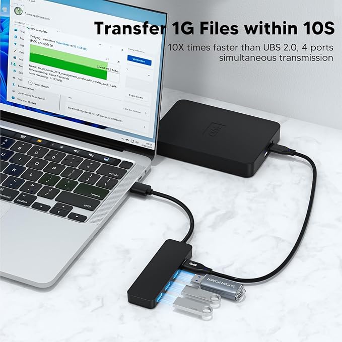 MaxLax 4 Port USB 3.0 Hub,USB Hub Splitter,Suitable for laptops Windows Linux,PC,Xbox, Flash Drives, Hard Drives, Consoles and Printers.