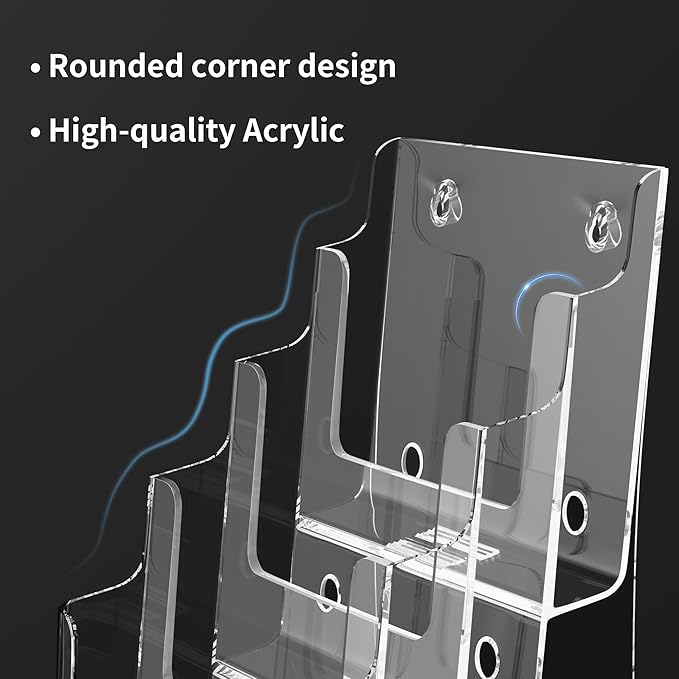 zavekia 4 Tier 6x9 inch Acrylic Brochure Holder, Clear Literature Organizer Magazine Stand, Magazine Holder,Flyer Holder (2)