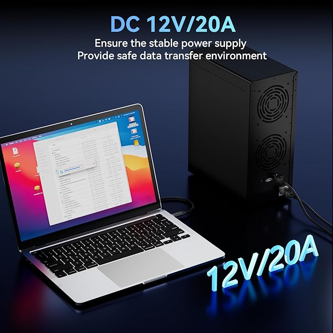 8 Bay Hard Drive Enclosure with Cooling Fan for 2.5/3.5" SATA HDD/SSD with USB A/C 3.0 Cable, 3.5 Hard Drive Enclosure Supports 160TB Capacity, Tool-Free HDD Enclosure, DAS(NO RAID/NAS)