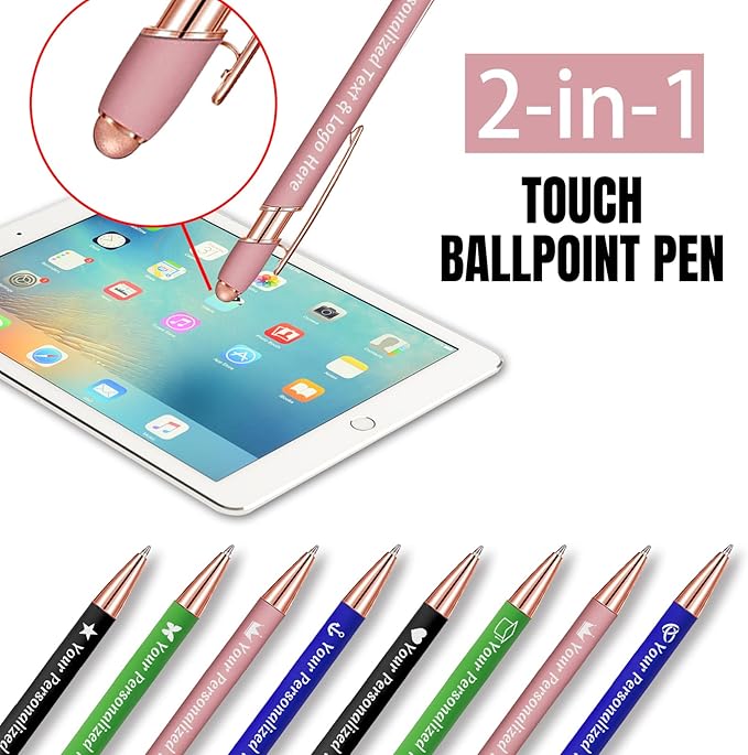 STREADVE 100 Personalized Custom Pens Engraved Writing Pen with Name Logo, Customized Promotional Items Stylus Pen Gifts for Men Women Realtor Business Reunion Wedding