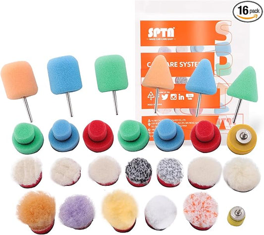 Mini Buffing Polishing Pads, 32Pcs Mini Detail Polisher Pads Use On Rotary Tools,Cordless Electric Drill, Polisher Tool for Tight Area Detailing Polishing Waxing and Sealing Glaze -HTDEPMIXUS