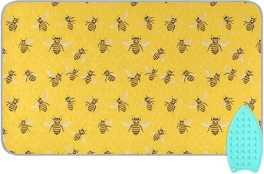 Yellow Bees Honey 01 Ironing Mat for Table top Portable Ironing Pad Blanket for Washer Dryer Countertop Travel
