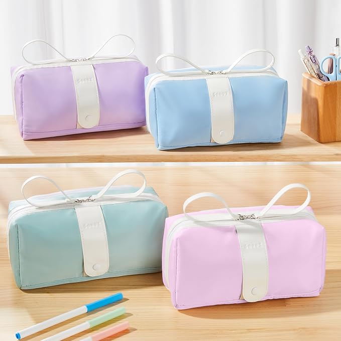 Sooez Big Capacity Pencil Case, Extra Large Pencil Pouch with Zipper Pocket, Wide Opening Pencil Bag, Portable Stationery Organizer, Cute Aesthetic School Office Supplies for Teens Girls, Green
