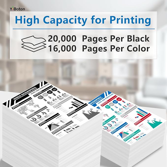 High Yield 982X Ink Cartridge with Chip T0B26A T0B27A T0B28A T0B29A Compatible for HP MFP 785f 785zs 780dn 780dns 765dn Printer Ink(4-Pack Black Cyan Magenta Yellow)
