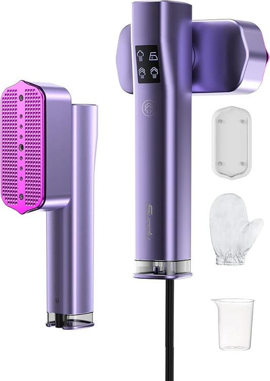 Steamer for Clothes,Sundu Portable 2-in-1 Steamer & Iron,15s Heat-up,100ml Tank,Ironing Gloves,20 Min Steam,Wrinkle Remover,Garment Steamer for Travel & Home(Dreamy Purple)