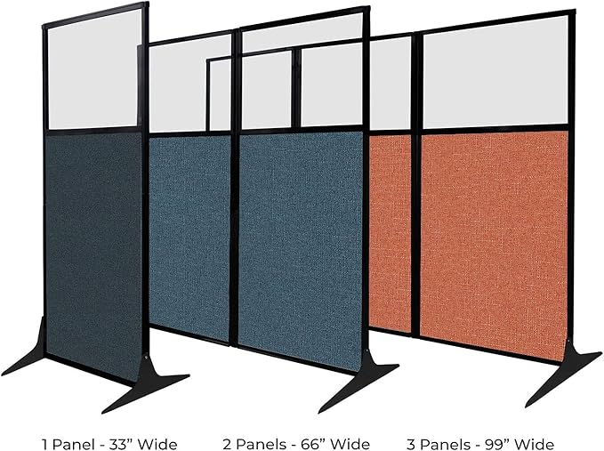 Versare Workstation Partition | Portable Wall Divider | Modern Office Cubicle | Free Standing Privacy Screen | Flexible Work Space | 33" x 70" Slate Fabric Panels
