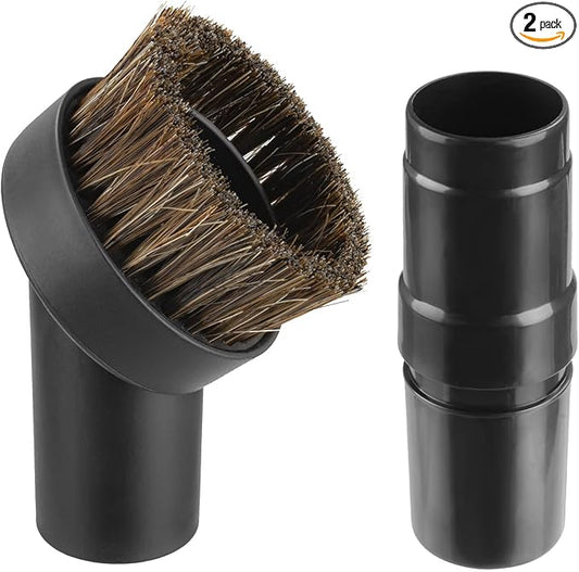 25mm Horse Hair Round Dust Brush, 1.25" Vacuum Brush Attachment with Vacuum Hose Adapter for Shark Vacuum and Shop Vac and Most Household Vacuum Cleaners - 2 Pcs