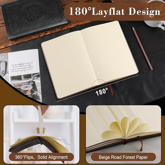 300 Pages Leather Blank Journal Notebook,Softcover Leather Blank Journal Notebook for Women Men,300 Pages Notebook for Work,Office,School Note Taking,5.7'' X 8.3'',Brown