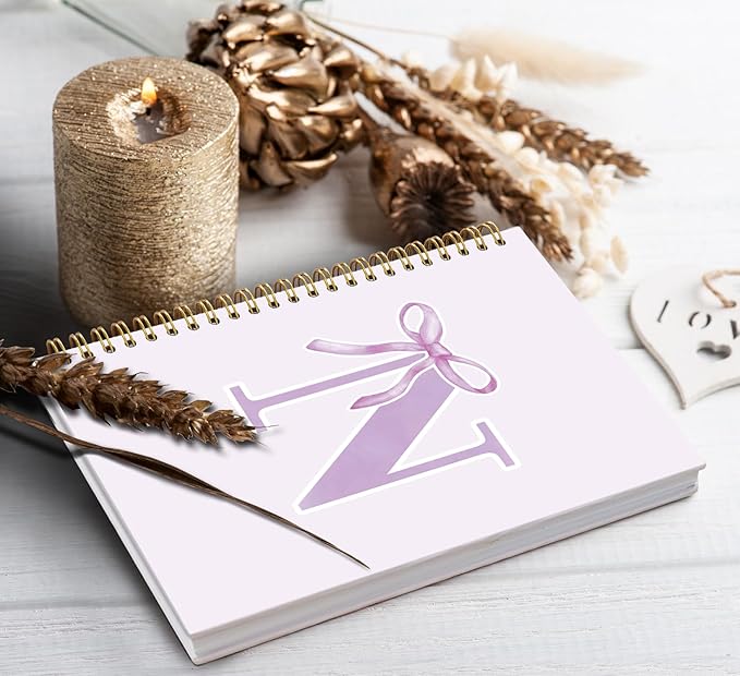foedor Coquette Trendy Preppy Purple Bow Spiral Notebook,Initial N Journal Personalized Teen Girl Gifts,Monogrammed Gifts for Women Teen Girl,College Ruled Hardcover Spiral Notebook(purple)