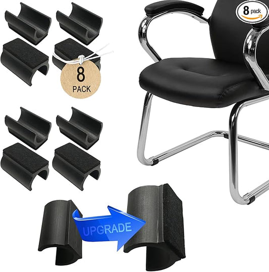Rectangle U Shaped Chair Leg Tips Cap with Felt Pads,Furniture Feet Protectors Slide Smoothly Glides,Protect Hardwood Floor No Scratches No Noise,Fit 19mm(3/4inch) Diameter Tubular Legs (Black 8PCS)