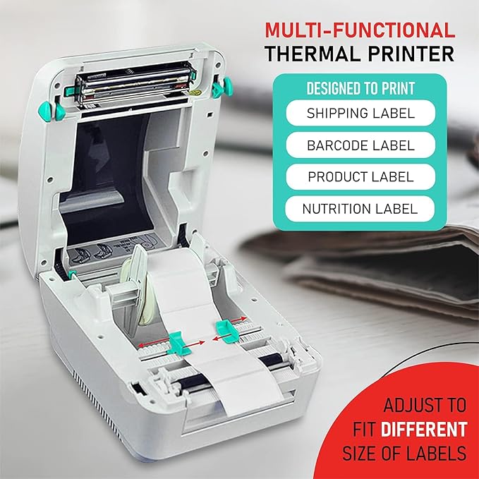 2054A Shipping Label Printer for Windows Mac Chromebook Android, Supports Amazon Ebay Paypal Etsy Shopify ShipStation Stamps UPS USPS FedEx DHL, Roll & Fanfold 4x6 Direct Thermal Label