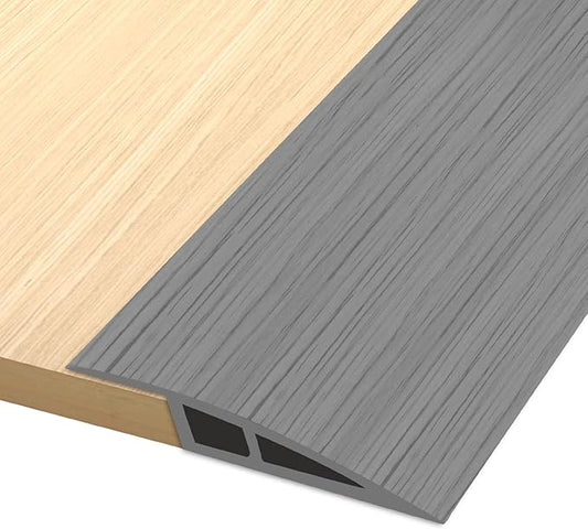 Vinyl Door Threshold Flooring Transition Strip Self Adhesive Carpet Edging Strip for Laminate Doorway Edge Threshold from 3/5" to 4/5" (Light Gray Wood Grain, 3.3 Ft)