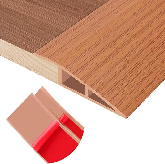 Floor Transition Strip Self Adhesive Vinyl Door Threshold for Doorways Carpet Edging Trim Overlap Edge Reducer for Laminate Floor, Carpet, Tile (Yellow Oak Grain, 2/5" to 3/5", 3.3Ft)