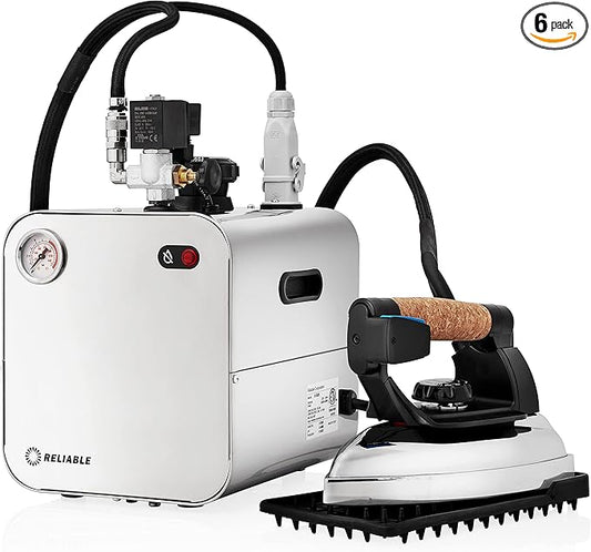 Reliable 5100IS/2100IR Professional Iron Station with Eco Mode, 120V, 2.2M Steam Hose, 2.2L Stainless Steel Boiler, Aluminium Soleplate, 1800W Total, Made in Italy
