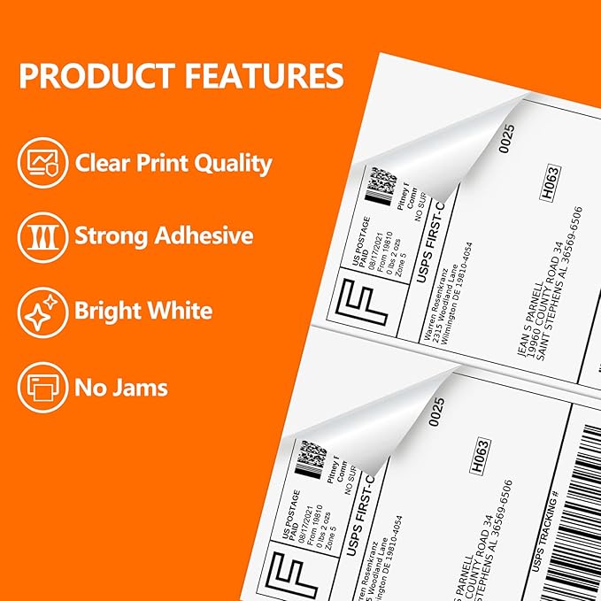 10000 Half Sheet Laser/Ink Jet Shipping Label 5-1/2" X 8-1/2" Blank White Labels(10000 Labels)