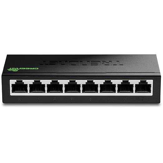TRENDnet 8-Port Mini Gigabit Switch, TEG-S80g, Ethernet Splitter, NDAA + TAA Compliant, Desktop Metal Ethernet Network Switch, 8 x Gigabit Ports, Fanless, Lifetime Protection, Black