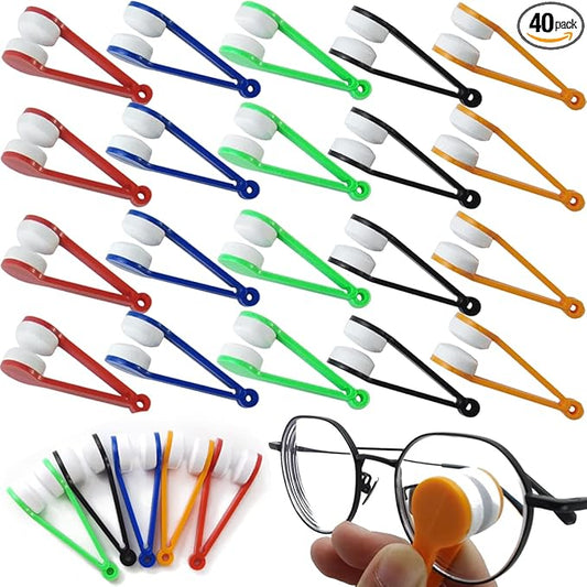 GXXMEI 40PCS Mini Sun Glasses Eyeglass Microfiber Spectacles Cleaner Brush Cleaning Tool, 5 Colors