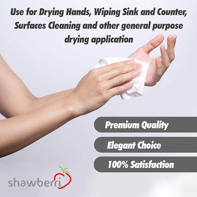 100 Paper Towels Cloth-Like Hand Tissue Paper Napkins, Disposable Hand Towels for Bathroom Guests, Disposable Face Towel for Guest, Washcloths or Dinner Napkin, Made in USA, White