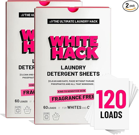 Fragrance Free Laundry Detergent Sheets | Clothes Detergent Laundry Soap Sheets for Travel - Mess-Free, Ultra Concentrated, Recyclable Packaging, Stain Fighting | Unscented, 120 Count