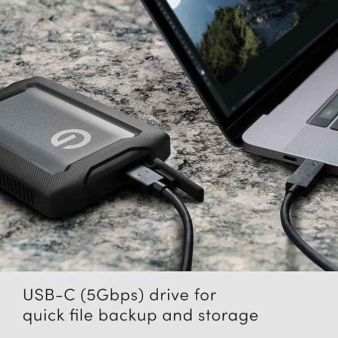 SanDisk Professional 5TB G-DRIVE ArmorATD - Rugged, Durable Portable External Hard Drive HDD, USB-C, USB 3.2 Gen 1 - SDPH81G-005T-GBAND