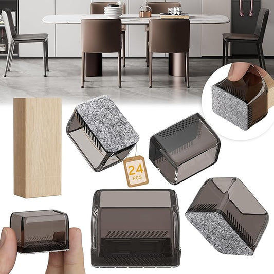 24PCS Rectangular Chair Leg Floor Protectors, Furniture Sliders, Non-Slip Felt Furniture Pads for Hardwood Floors, Silicone Cap Covers to Protect Floors,(Fit L :1.34-1.57", W: 0.87-1.18")