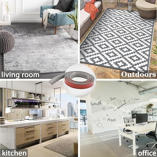 Self Adhesive Carpet Transition Strip with Edge Trim, Designed for Seamless Transitions from Carpet to Tile or Vinyl Floors, Perfect for Doorways.(Black,40ft)