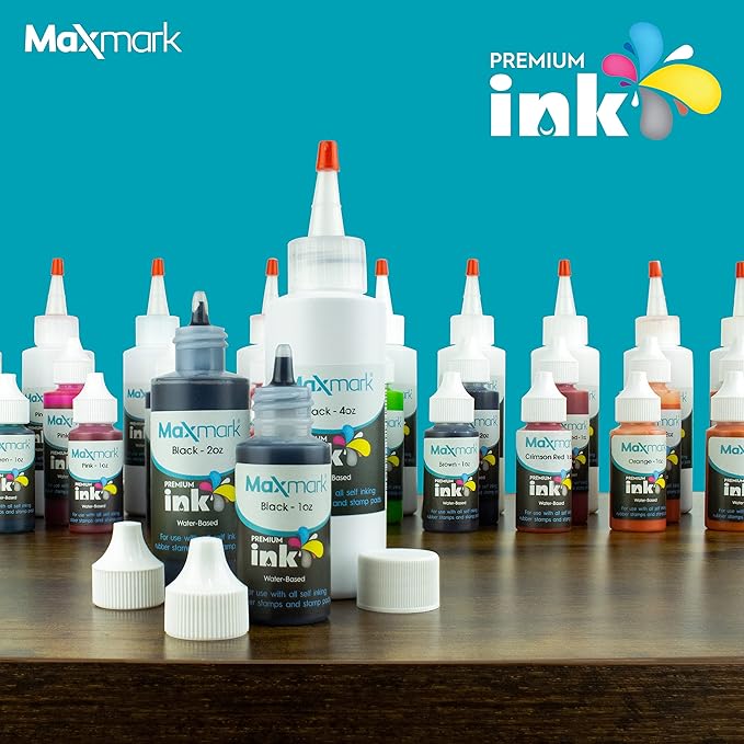 MaxMark Premium Refill Ink for self Inking Stamps and Stamp Pads, Pink Color - 2 oz.